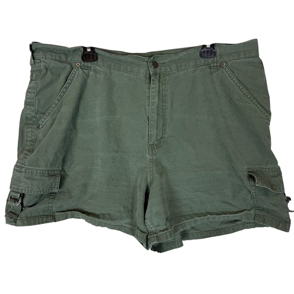 Riveted by Lee Cargo Shorts Women 40W Green Ramie Hiking Adventure Buckle Pocket